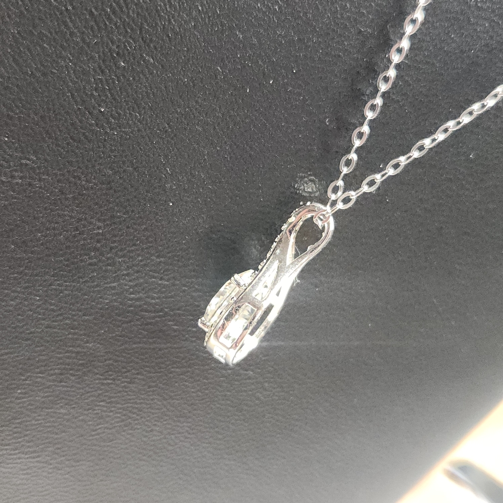 Moissanite Teardrop Pendant Necklace 925 Sterling Silver - Picture 5 of 15